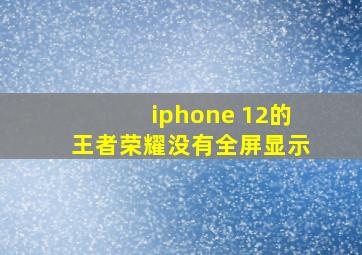 iphone 12的王者荣耀没有全屏显示